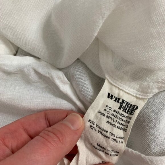 Aritzia Wilfred Free Button Down Front Dress Shirt Tunic Linen Blend Oak - Picture 7 of 7